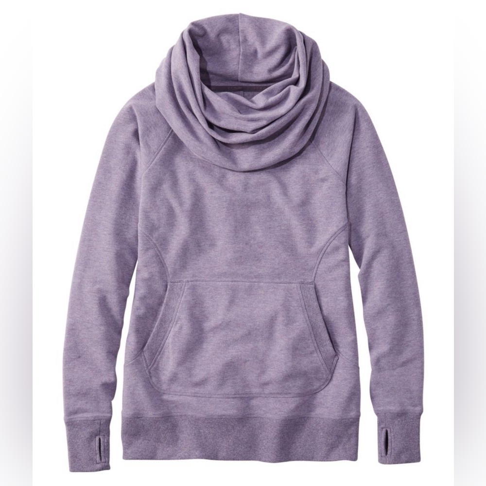 L.L. Bean Women’s Cozy Pullover Adjustable Cowlneck Light Heathered Purple XS